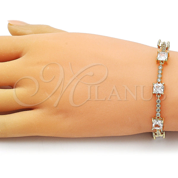 Pulsera Elegante 03.283.0311.3.07 Oro Laminado, con Blanca Zirconia Cubica, Pulido, Tono Dorado (Thickness, 7 Inches Length)