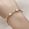 Pulsera Elegante 03.283.0311.3.07 Oro Laminado, con Blanca Zirconia Cubica, Pulido, Tono Dorado (Thickness, 7 Inches Length)