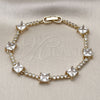 Pulsera Elegante 03.283.0311.3.07 Oro Laminado, con Blanca Zirconia Cubica, Pulido, Tono Dorado (Thickness, 7 Inches Length)