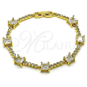 Pulsera Elegante 03.283.0311.3.07 Oro Laminado, con Blanca Zirconia Cubica, Pulido, Tono Dorado (Thickness, 7 Inches Length)