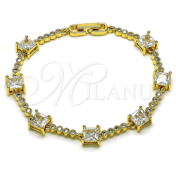 Pulsera Elegante 03.283.0311.3.07 Oro Laminado, con Blanca Zirconia Cubica, Pulido, Tono Dorado (Thickness, 7 Inches Length)