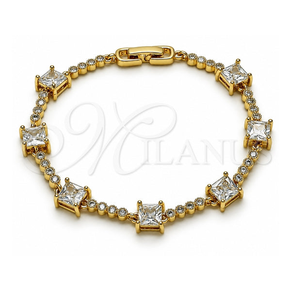 Pulsera Elegante 03.283.0311.3.07 Oro Laminado, con Zirconia Cubica Blanca, Pulido, Tono Dorado (Grosor 07.5 MM, 7 Pulgadas de Largo)