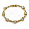 Pulsera Elegante 03.283.0311.3.07 Oro Laminado, con Zirconia Cubica Blanca, Pulido, Tono Dorado (Grosor 07.5 MM, 7 Pulgadas de Largo)