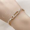 Pulsera Tennis 03.283.0453.07 Oro Laminado, Diseño de Paperclip y Baguette, con Blanca Zirconia Cubica, Pulido, Tono Dorado (07 MM Thickness, 7 Inches Length)