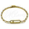 Pulsera Tennis 03.283.0453.07 Oro Laminado, Diseño de Paperclip y Baguette, con Blanca Zirconia Cubica, Pulido, Tono Dorado (07 MM Thickness, 7 Inches Length)