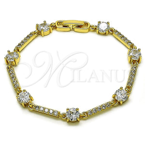 Pulsera Tennis 03.283.0455.07 Oro Laminado, con Blanca Zirconia Cubica, Pulido, Tono Dorado (06 MM Thickness, 7 Inches Length)