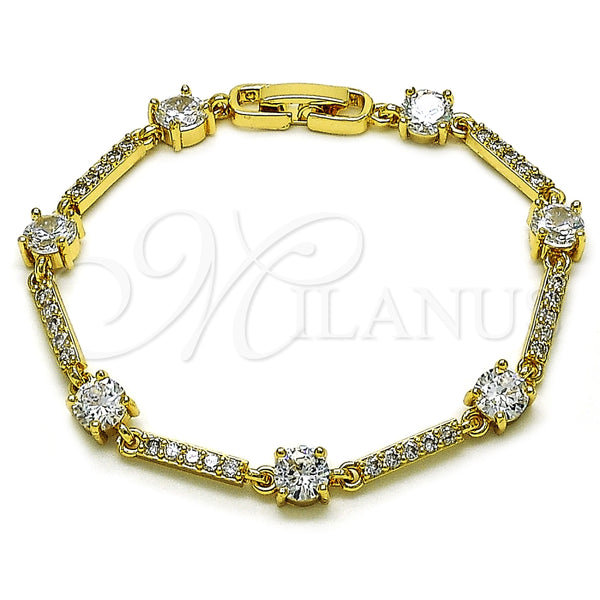 Pulsera Tennis 03.283.0455.07 Oro Laminado, con Blanca Zirconia Cubica, Pulido, Tono Dorado (06 MM Thickness, 7 Inches Length)