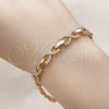 Pulsera Tennis 03.283.0458.07 Oro Laminado, Diseño de Infinito y Besos y Abrazos, con Zirconia Cubica Blanca, Pulido, Tono Dorado (Grosor 07 MM, 7 Pulgadas de Largo)