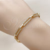 Pulsera Tennis 03.283.0460.07 Oro Laminado, Diseño de Paperclip, con Micro Pave Blanca, Pulido, Tono Dorado (Grosor 05 MM, 7 Pulgadas de Largo)