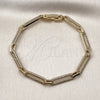 Pulsera Tennis 03.283.0460.07 Oro Laminado, Diseño de Paperclip, con Micro Pave Blanca, Pulido, Tono Dorado (Grosor 05 MM, 7 Pulgadas de Largo)