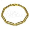 Pulsera Tennis 03.283.0460.07 Oro Laminado, Diseño de Paperclip, con Micro Pave Blanca, Pulido, Tono Dorado (Grosor 05 MM, 7 Pulgadas de Largo)