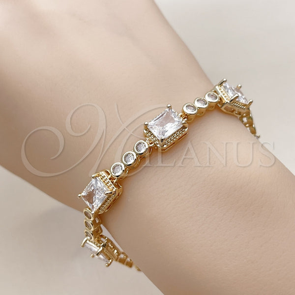 Pulsera Tennis 03.283.0461.07 Oro Laminado, con Blanca Zirconia Cubica, Pulido, Tono Dorado (09 MM Thickness, 7 Inches Length)