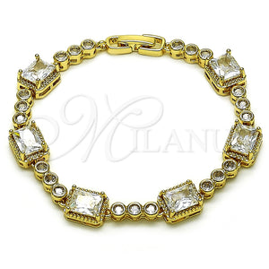 Pulsera Tennis 03.283.0461.07 Oro Laminado, con Blanca Zirconia Cubica, Pulido, Tono Dorado (09 MM Thickness, 7 Inches Length)
