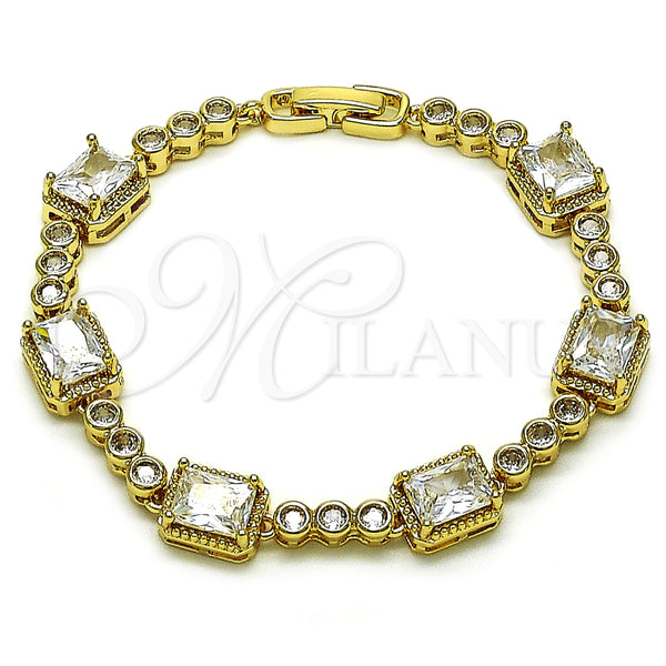 Pulsera Tennis 03.283.0461.07 Oro Laminado, con Blanca Zirconia Cubica, Pulido, Tono Dorado (09 MM Thickness, 7 Inches Length)