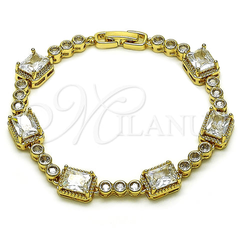 Pulsera Tennis 03.283.0461.07 Oro Laminado, con Blanca Zirconia Cubica, Pulido, Tono Dorado (09 MM Thickness, 7 Inches Length)