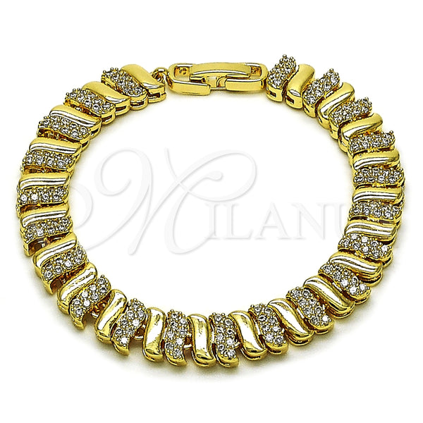 Pulsera Tennis 03.283.0463.07 Oro Laminado, con Zirconia Cubica Blanca, Pulido, Tono Dorado (Grosor 08 MM, 7 Pulgadas de Largo)