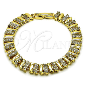 Pulsera Tennis 03.283.0463.07 Oro Laminado, con Zirconia Cubica Blanca, Pulido, Tono Dorado (Grosor 08 MM, 7 Pulgadas de Largo)