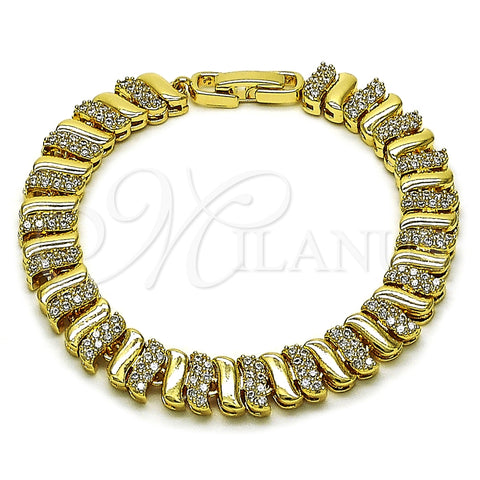 Pulsera Tennis 03.283.0463.07 Oro Laminado, con Zirconia Cubica Blanca, Pulido, Tono Dorado (Grosor 08 MM, 7 Pulgadas de Largo)