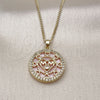 Collares con Dije 04.423.0001.18 Oro Laminado, Diseño de Mama y Corazón, con Rosado Madre Perla and Blanca Zirconia Cubica, Pulido, Tono Dorado (02 MM Thickness, 18 Inches Length)