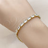 Pulsera Tennis 03.213.0325.07 Oro Laminado, Diseño de Baguette, con Blanca Zirconia Cubica, Pulido, Tono Dorado (04 MM Thickness, 7 Inches Length)