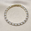 Pulsera Tennis 03.213.0325.07 Oro Laminado, Diseño de Baguette, con Blanca Zirconia Cubica, Pulido, Tono Dorado (04 MM Thickness, 7 Inches Length)