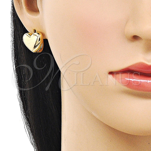Argolla Huggie 02.213.0810.15 Oro Laminado, Diseño de Corazón, Pulido, Tono Dorado