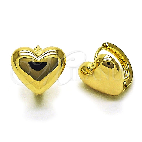 Argolla Huggie 02.213.0810.15 Oro Laminado, Diseño de Corazón, Pulido, Tono Dorado