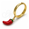 Anillo Elegante 01.421.0001 Oro Laminado, Diseño de Chili, Esmaltado Rojo, Tono Dorado (Talla Unica)