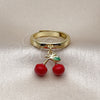 Anillo Elegante 01.421.0002 Oro Laminado, Diseño de Cereza, Esmaltado Rojo, Tono Dorado (One size fits all)