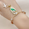 Rosario de Pulsera 09.411.0010.07 Oro Laminado, Diseño de San Judas y Cruz, Diamantado, Tres Tonos