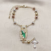 Rosario de Pulsera 09.411.0010.07 Oro Laminado, Diseño de San Judas y Cruz, Diamantado, Tres Tonos