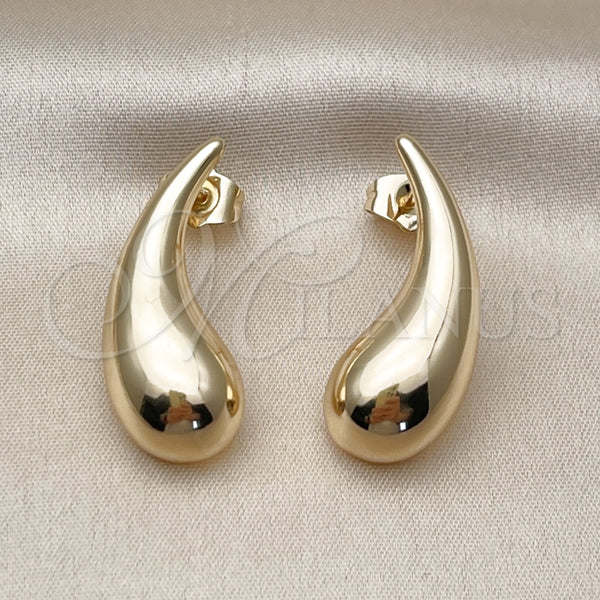 Arete Dormilona 02.195.0352 Oro Laminado, Diseño de Gota, Pulido, Tono Dorado