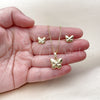 Juego de Arete y Dije de Adulto 10.156.0515 Oro Laminado, Diseño de Mariposa, Pulido, Tono Dorado