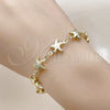 Pulsera Elegante 03.213.0336.07 Oro Laminado, Diseño de Estrella y Hueco, Pulido, Tono Dorado (Grosor 10 MM, 7 Pulgadas de Largo)