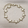 Pulsera Elegante 03.213.0336.07 Oro Laminado, Diseño de Estrella y Hueco, Pulido, Tono Dorado (Grosor 10 MM, 7 Pulgadas de Largo)
