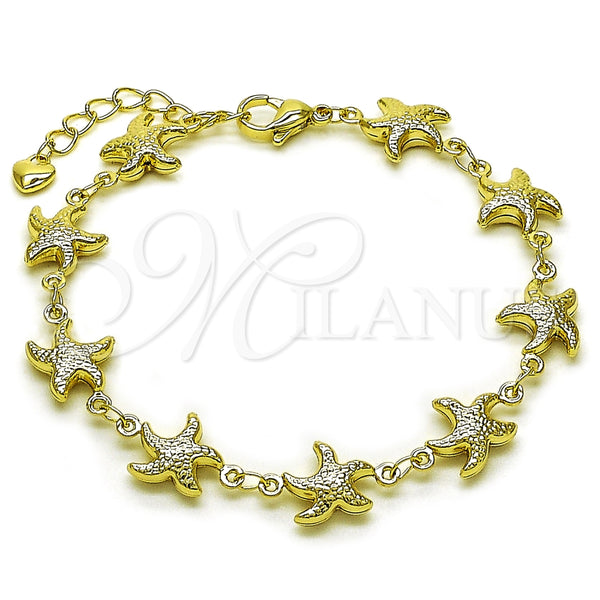 Pulsera Elegante 03.213.0336.07 Oro Laminado, Diseño de Estrella y Hueco, Pulido, Tono Dorado (Grosor 10 MM, 7 Pulgadas de Largo)