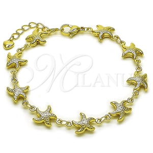 Pulsera Elegante 03.213.0336.07 Oro Laminado, Diseño de Estrella y Hueco, Pulido, Tono Dorado (Grosor 10 MM, 7 Pulgadas de Largo)