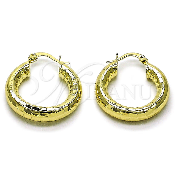 Argolla Pequeña 02.213.0314.25 Oro Laminado, Diseño de Hueco, Diamantado, Tono Dorado