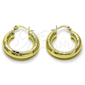 Argolla Pequeña 02.213.0314.25 Oro Laminado, Diseño de Hueco, Diamantado, Tono Dorado