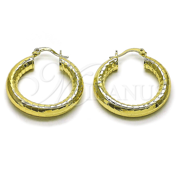 Argolla Mediana 02.213.0314.30 Oro Laminado, Diseño de Hueco, Diamantado, Tono Dorado