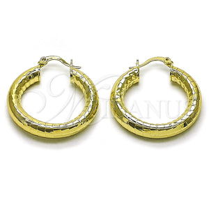 Argolla Mediana 02.213.0314.30 Oro Laminado, Diseño de Hueco, Diamantado, Tono Dorado