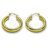 Argolla Mediana 02.213.0314.30 Oro Laminado, Diseño de Hueco, Diamantado, Tono Dorado