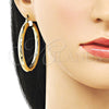 Argolla Grande 02.170.0309.50 Oro Laminado, Diseño de Hueco, Diamantado, Tono Dorado
