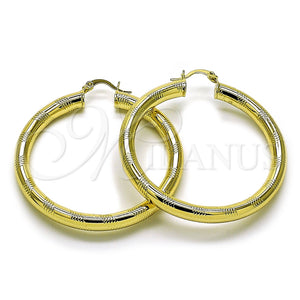 Argolla Grande 02.170.0309.50 Oro Laminado, Diseño de Hueco, Diamantado, Tono Dorado