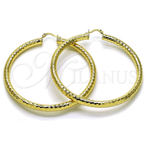 Argolla Grande 02.213.0309.70 Oro Laminado, Diseño de Hueco, Diamantado, Tono Dorado
