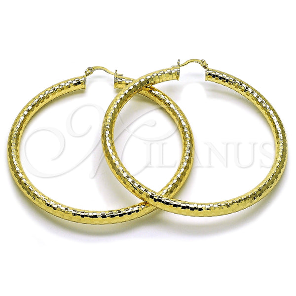 Argolla Grande 02.213.0309.70 Oro Laminado, Diseño de Hueco, Diamantado, Tono Dorado