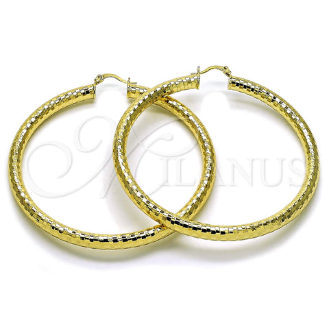 Argolla Grande 02.213.0309.70 Oro Laminado, Diseño de Hueco, Diamantado, Tono Dorado