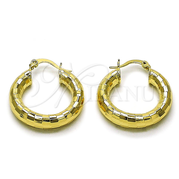 Argolla Mediana 02.213.0310.25 Oro Laminado, Diseño de Hueco, Diamantado, Tono Dorado