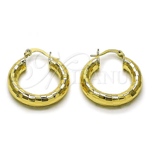 Argolla Mediana 02.213.0310.25 Oro Laminado, Diseño de Hueco, Diamantado, Tono Dorado