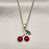 Collares con Dije 04.341.0143.18 Oro Laminado, Diseño de Cereza, Esmaltado Rojo, Tono Dorado (02 MM Thickness, 18 Inches Length)